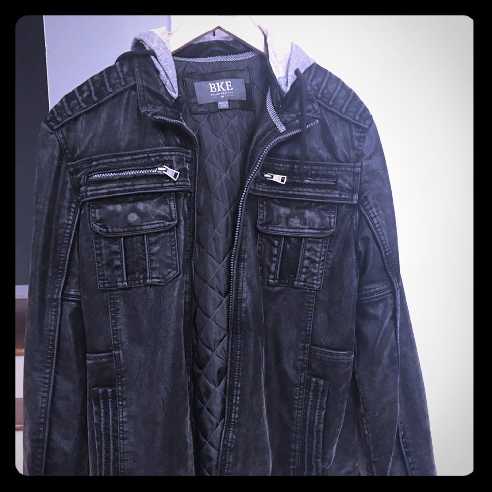 Leather BKE jacket with Hoodie